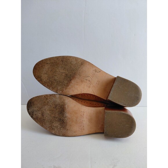 Soludos Sz 5.5 Beige Suede Pointed Toe Booties w/Wood Stacked Low Heel Back Zip - Picture 7 of 7